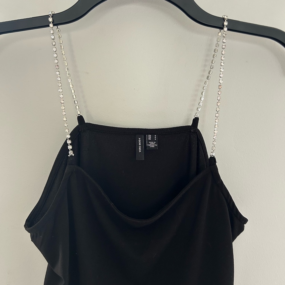 ***SOLD ON ANOTHER PLATFORM*** 
Vero Moda Black Camisole with Crystal-Strap